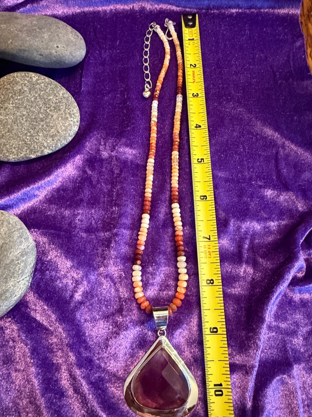 Jay King Amethyst Pendant& Cornelian Agate Beads- silver(221) - Picture 4 of 5